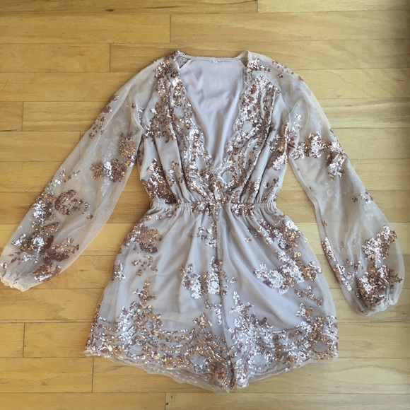 Dresses & Skirts - Rose Gold Sequin Romper